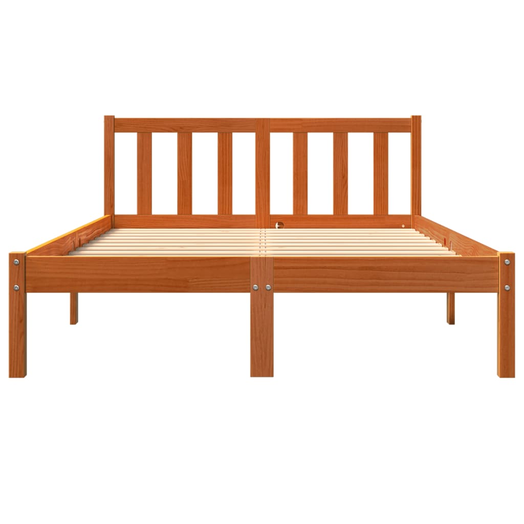 viaszbarna tömör fenyőfa ágy matrac nélkül 140 x 190 cm
