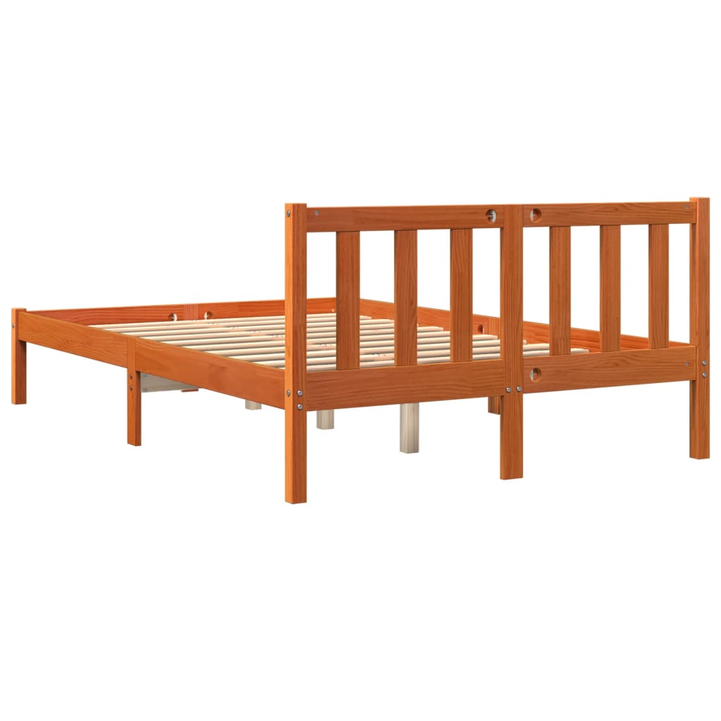 viaszbarna tömör fenyőfa ágy matrac nélkül 140 x 190 cm
