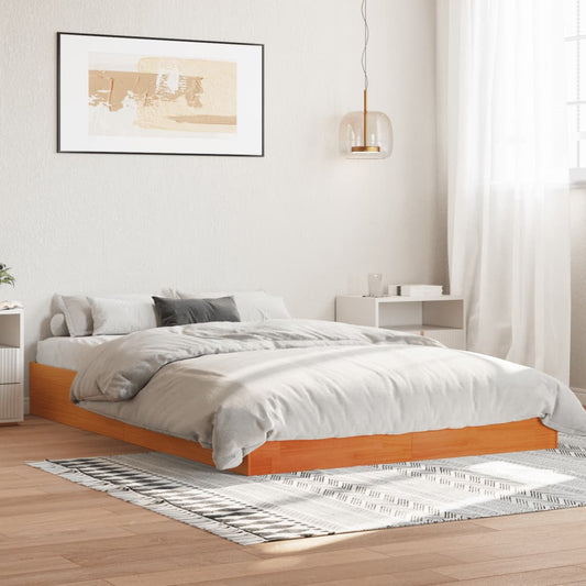 viaszbarna tömör fenyőfa ágy matrac nélkül 160 x 200 cm