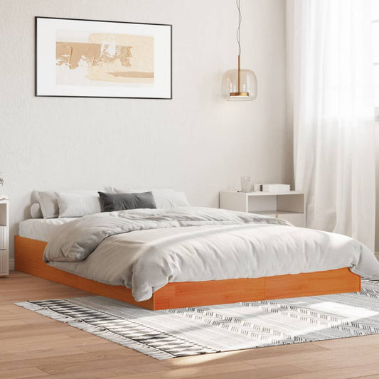 viaszbarna tömör fenyőfa ágy matrac nélkül 140 x 200 cm