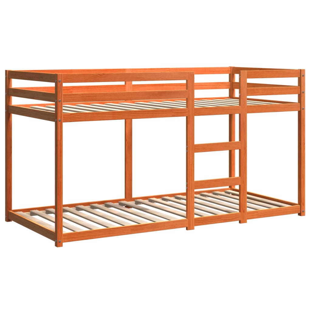 viaszbarna tömör fenyőfa emeletes ágy 75 x 190 cm