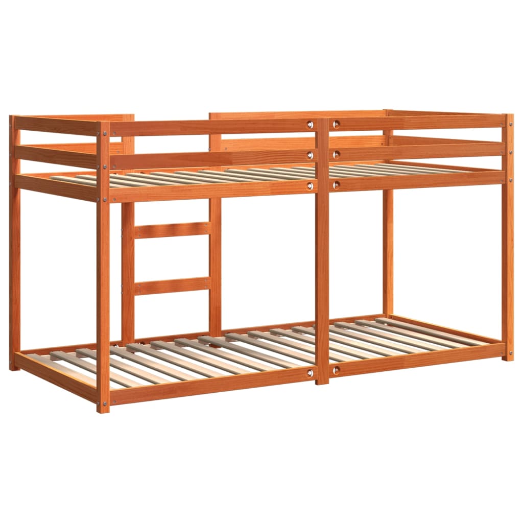viaszbarna tömör fenyőfa emeletes ágy 75 x 190 cm
