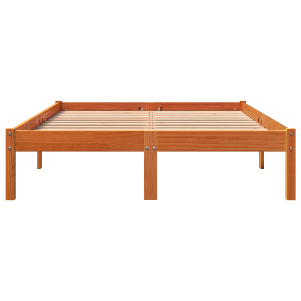 viaszbarna tömör fenyőfa ágy matrac nélkül 140 x 190 cm