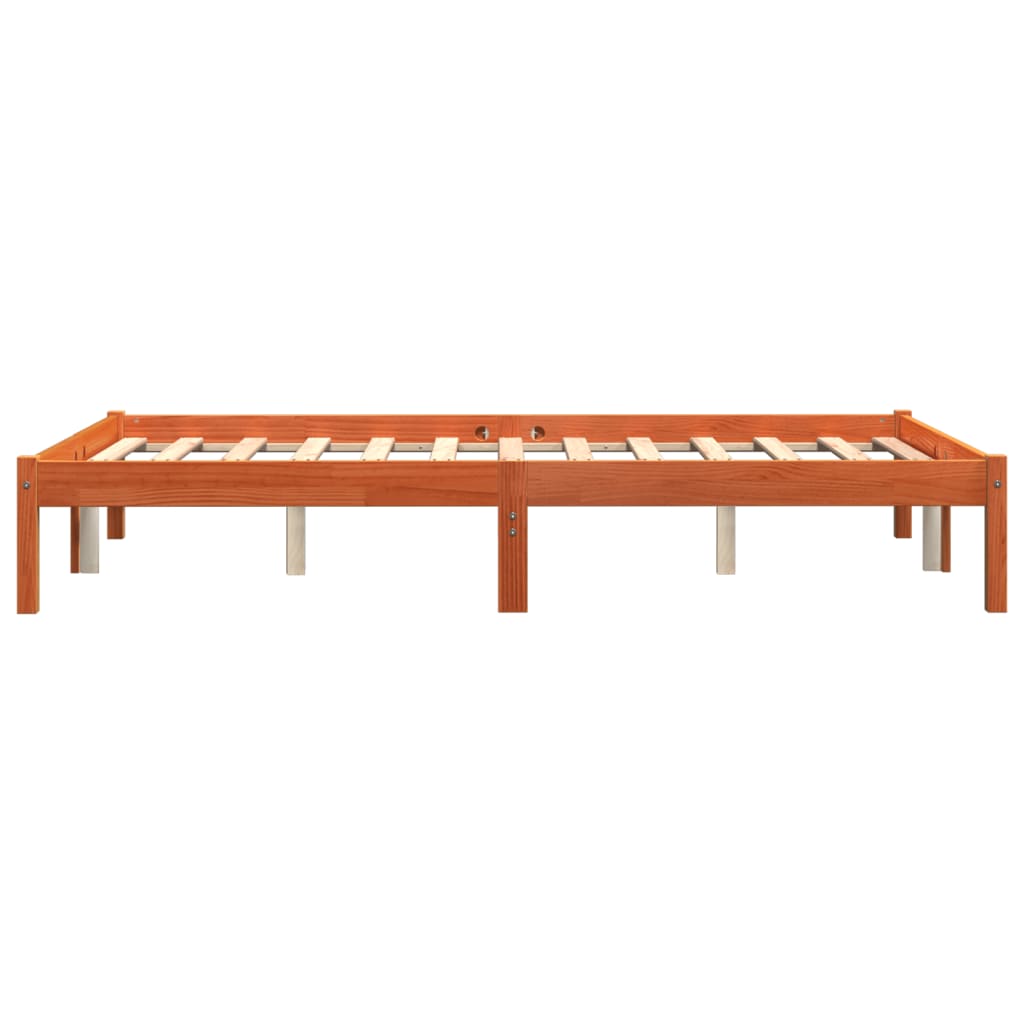 viaszbarna tömör fenyőfa ágy matrac nélkül 140 x 190 cm