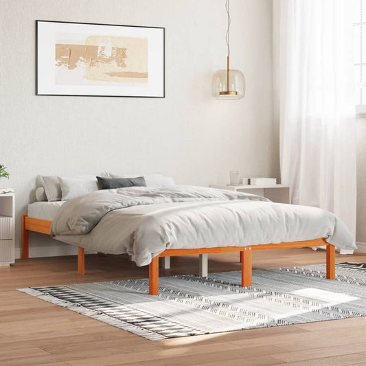 viaszbarna tömör fenyőfa ágy matrac nélkül 120 x 200 cm