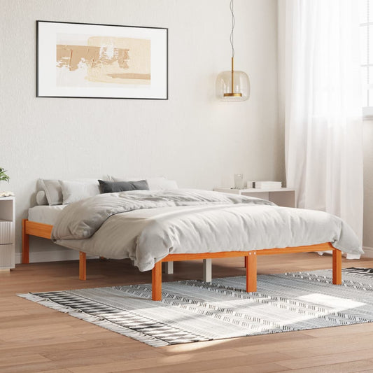 viaszbarna tömör fenyőfa ágy matrac nélkül 140 x 200 cm