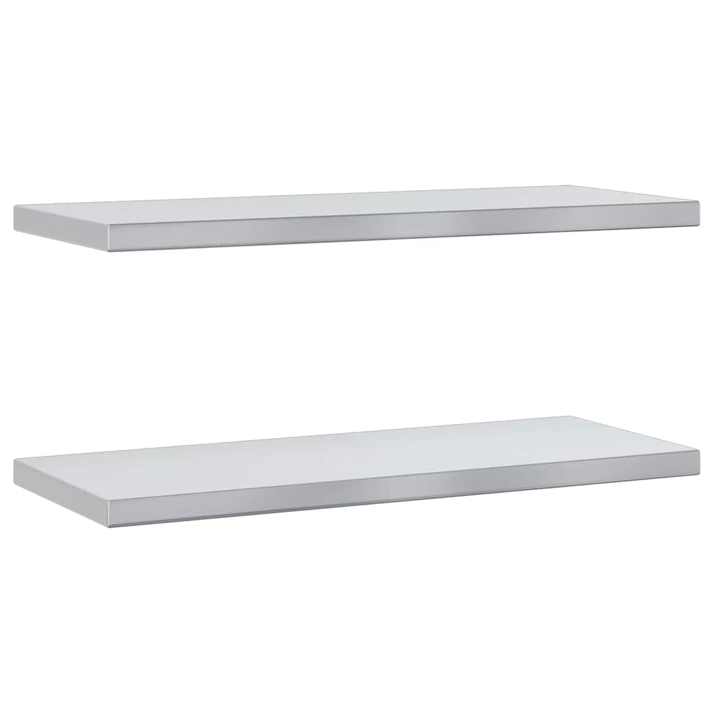 2 db ezüstszínű rozsdamentes acél fali polc 75 x 30 x 3 cm