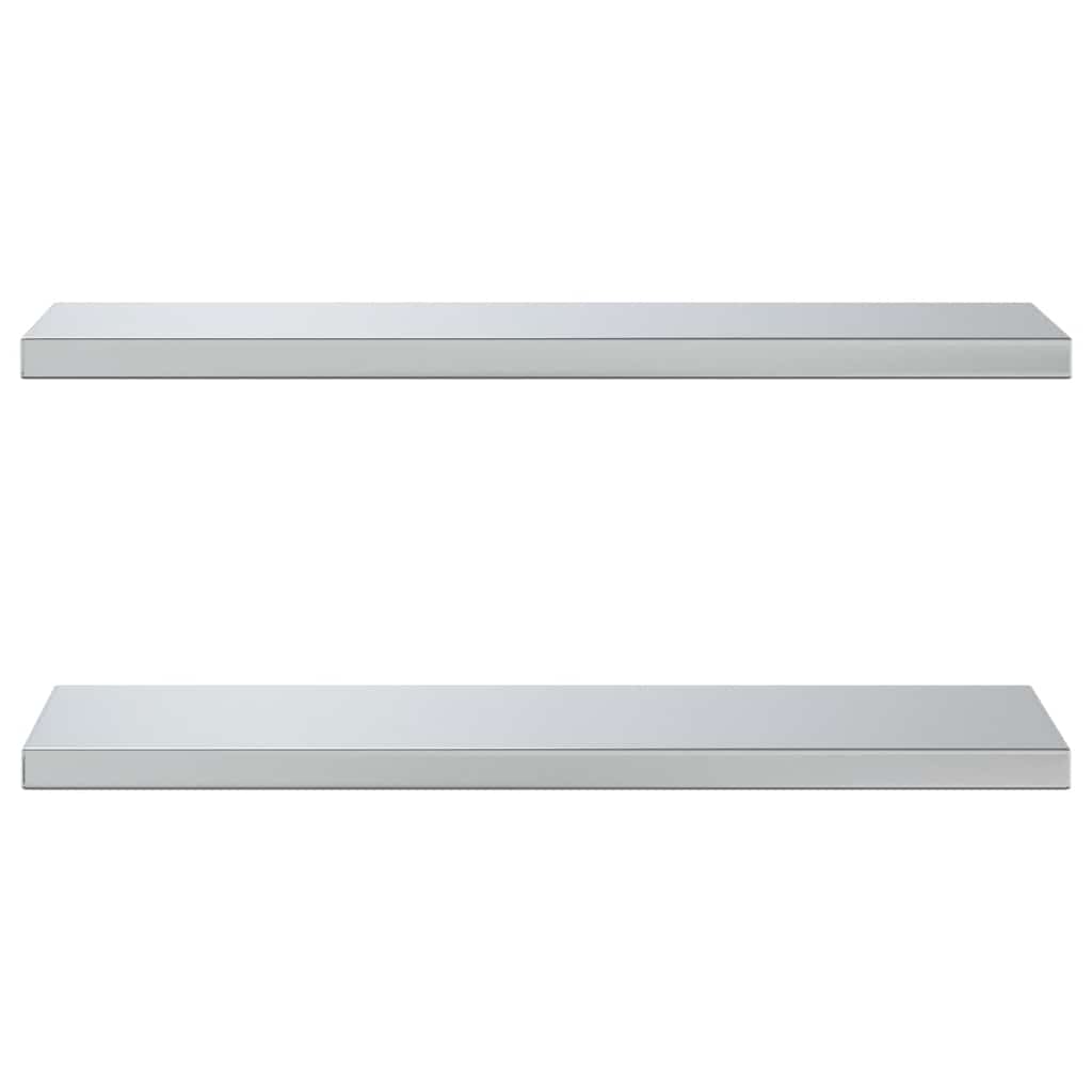 2 db ezüstszínű rozsdamentes acél fali polc 75 x 23,5 x 3 cm