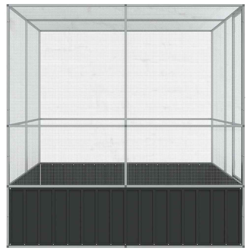 ezüstszínű acél madárház 211 x 207 x 212 cm