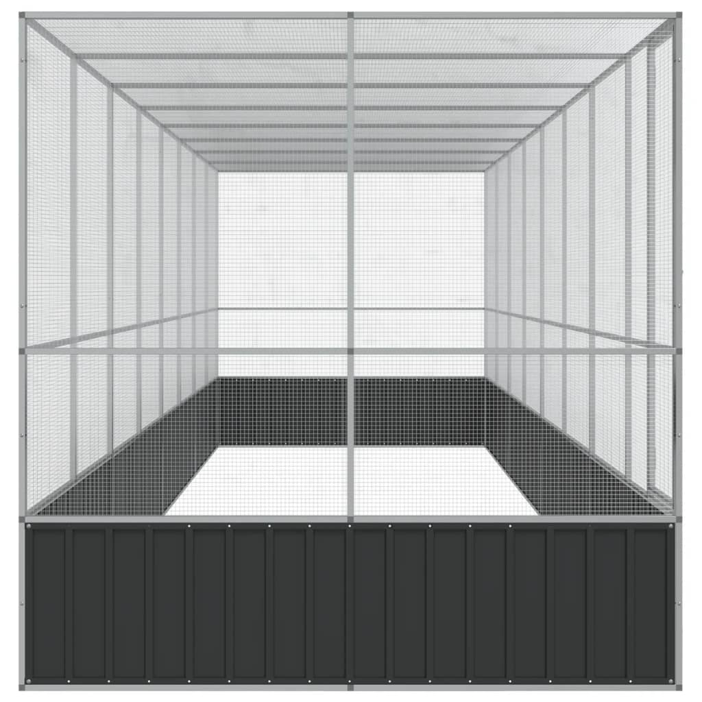 ezüstszínű acél madárház bővítménnyel 832x207x212 cm