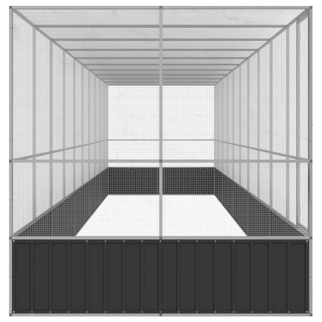 ezüstszínű acél madárház bővítménnyel 1039x207x212 cm