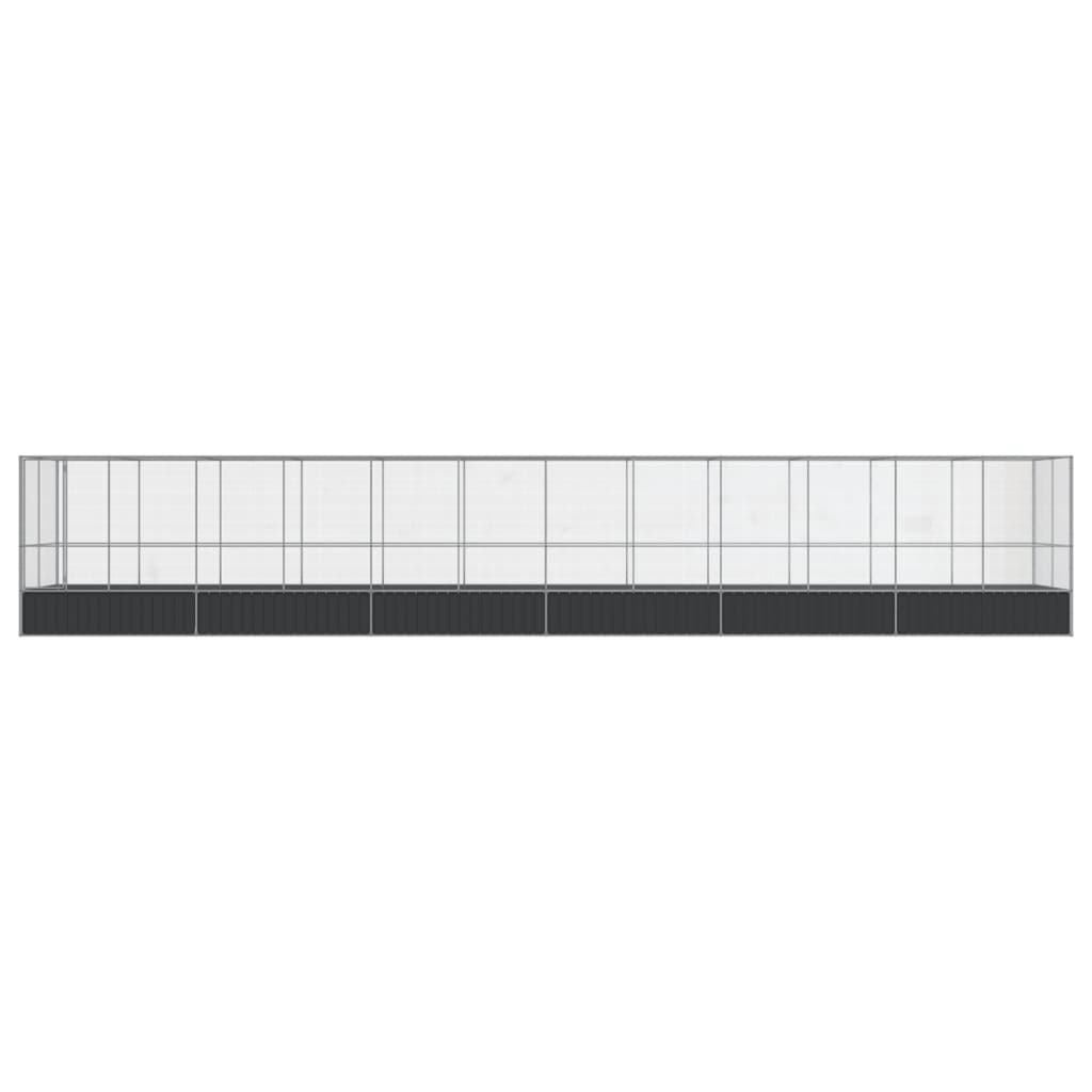 ezüstszínű acél madárház bővítménnyel 1246x207x212 cm