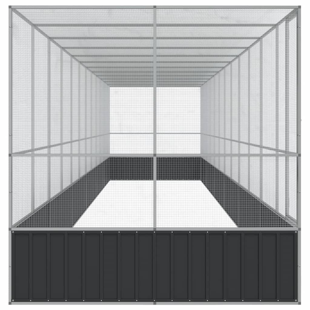 ezüstszínű acél madárház bővítménnyel 1246x207x212 cm