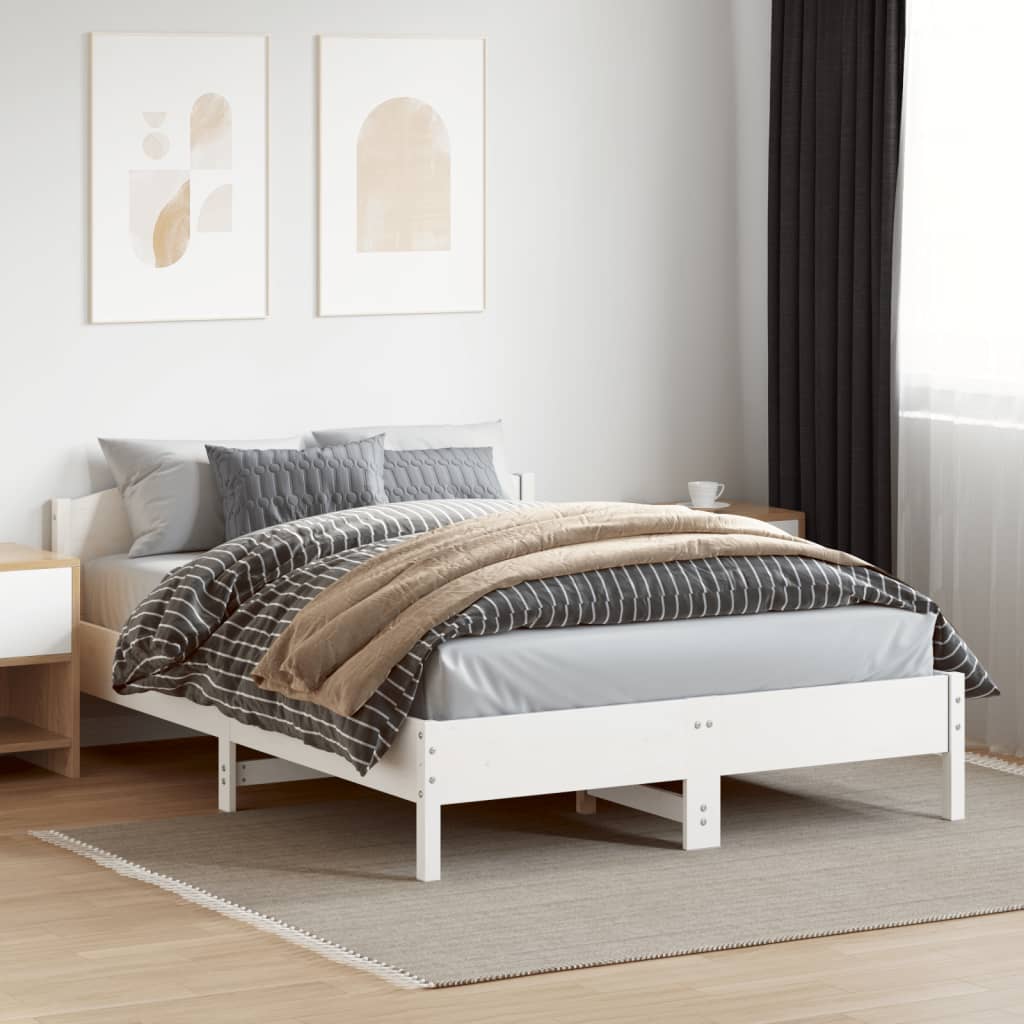 fehér tömör fenyőfa ágy matrac nélkül 120 x 200 cm
