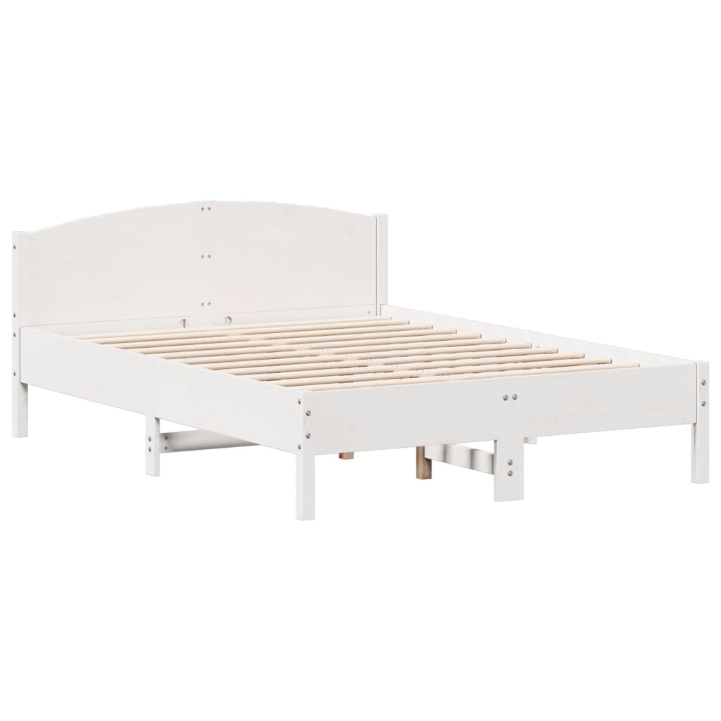 fehér tömör fenyőfa ágy matrac nélkül 135 x 190 cm