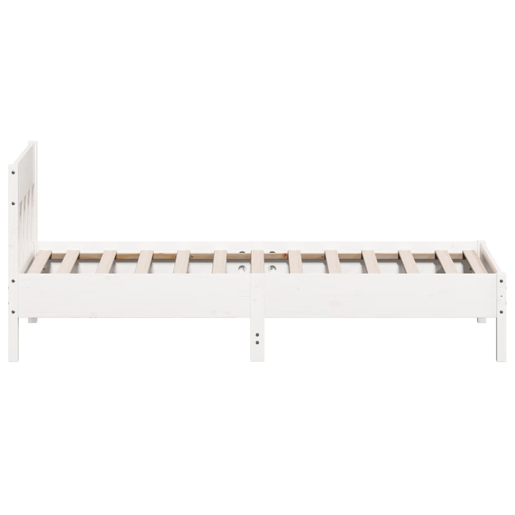 fehér tömör fenyőfa ágy matrac nélkül 75 x 190 cm