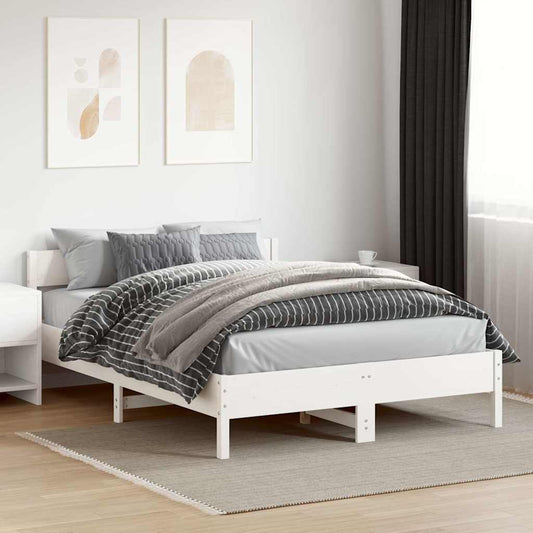 fehér tömör fenyőfa ágy matrac nélkül 140 x 200 cm