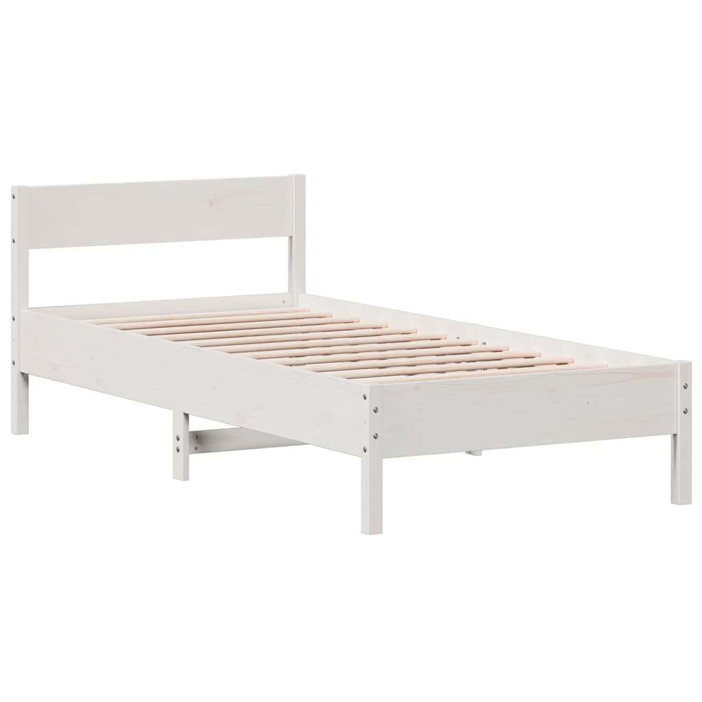 fehér tömör fenyőfa ágy matrac nélkül 75 x 190 cm