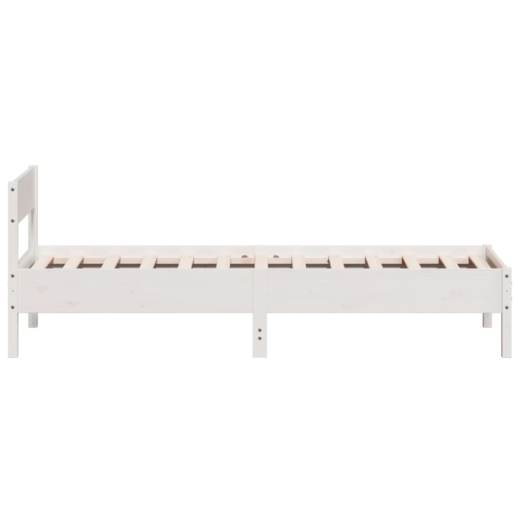 fehér tömör fenyőfa ágy matrac nélkül 75 x 190 cm