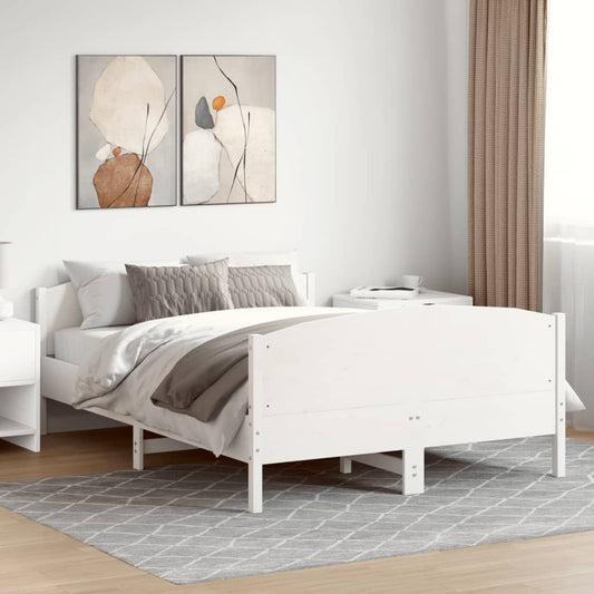 fehér tömör fenyőfa ágy matrac nélkül 140 x 200 cm