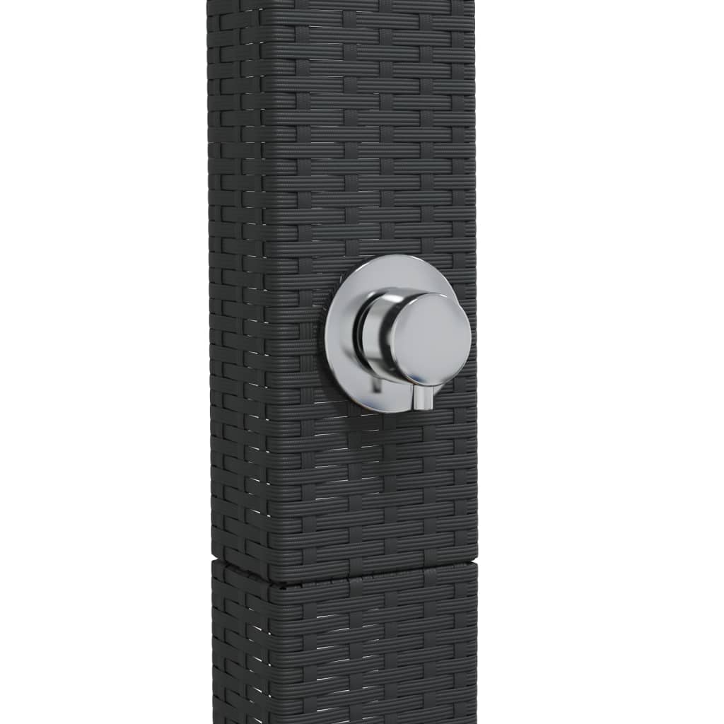 fekete polyrattan és akácfa kültéri zuhanyzó 50 x 55 x 224 cm