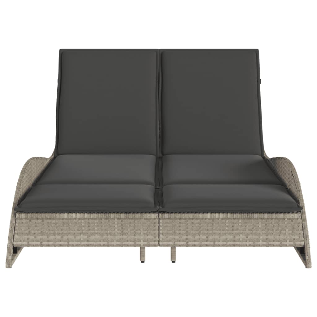 világosszürke polyrattan napozóágy párnákkal 114x205x73 cm