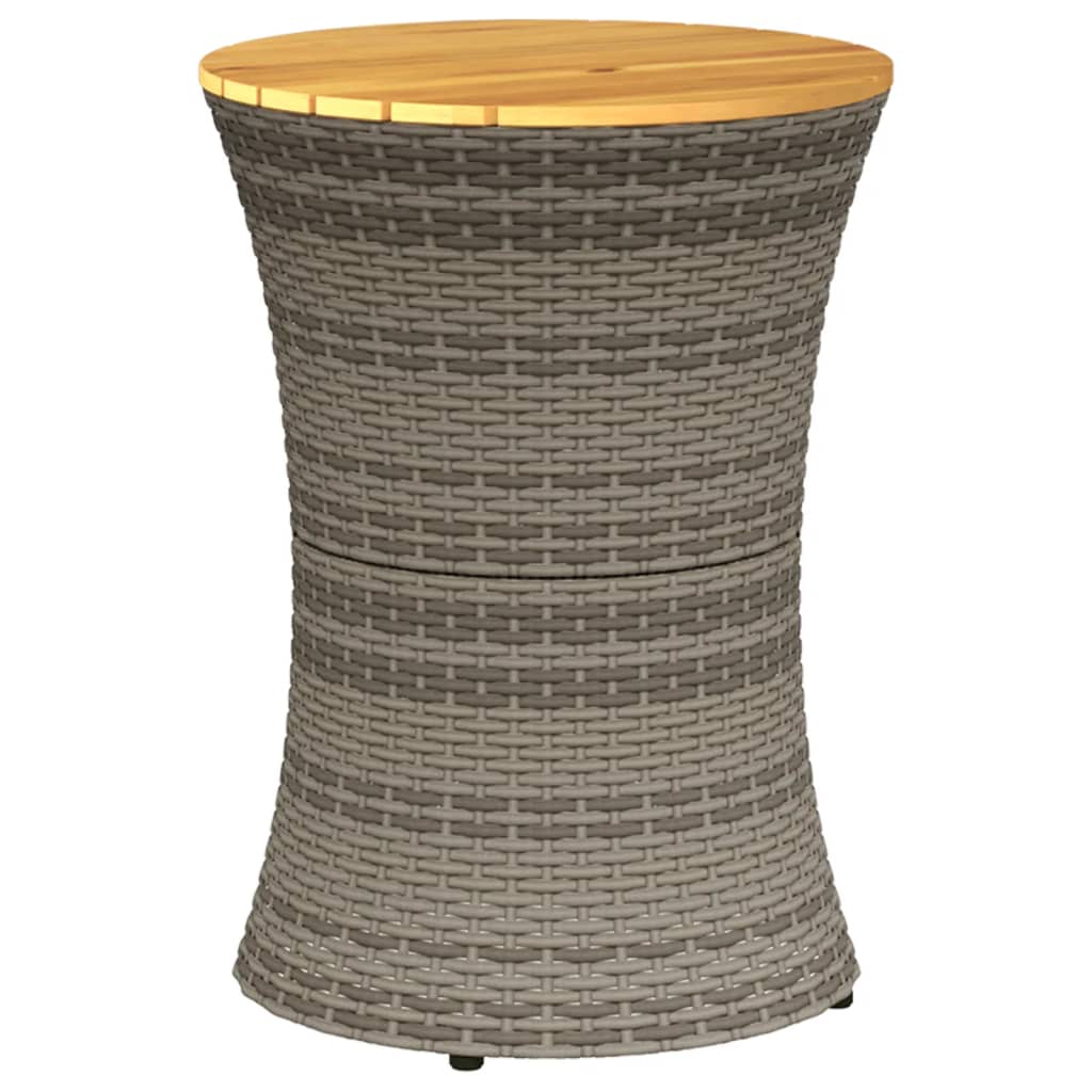 szürke polyrattan kerti dob alakú kisasztal