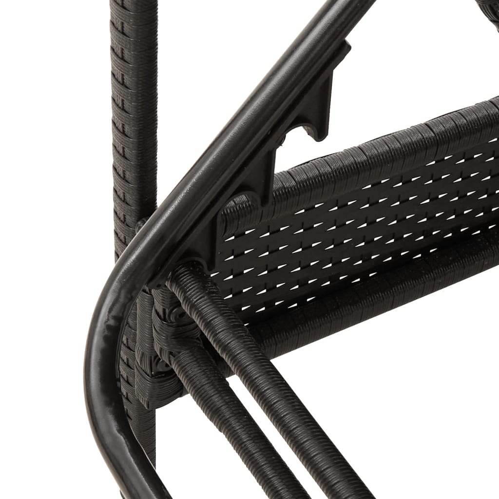 fekete polyrattan napozóágy párnával 63x200x81 cm