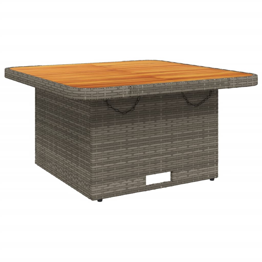 szürke polyrattan és akácfa kerti asztal 80 x 80 x 71 cm