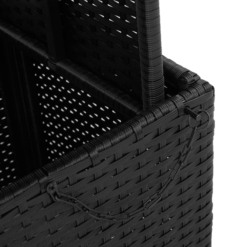 fekete polyrattan és akácfa kerti asztal 110 x 110 x 71 cm