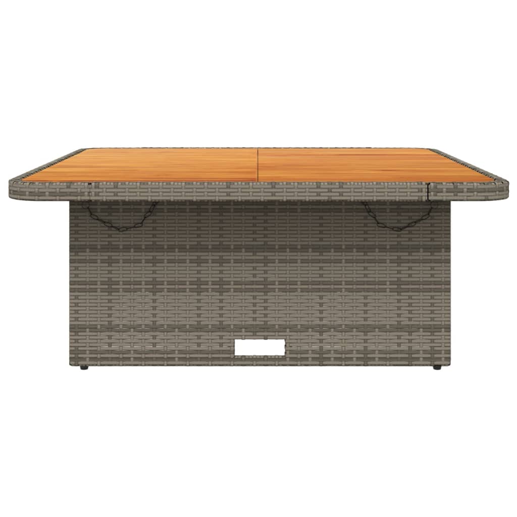 szürke polyrattan és akácfa kerti asztal 110 x 110 x 71 cm