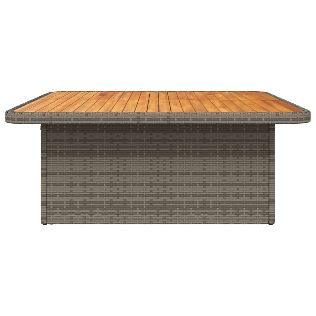 szürke polyrattan és akácfa kerti asztal 110 x 110 x 71 cm