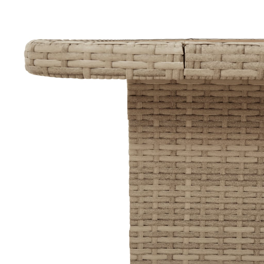 bézs polyrattan és akácfa kerti asztal 110 x 110 x 71 cm