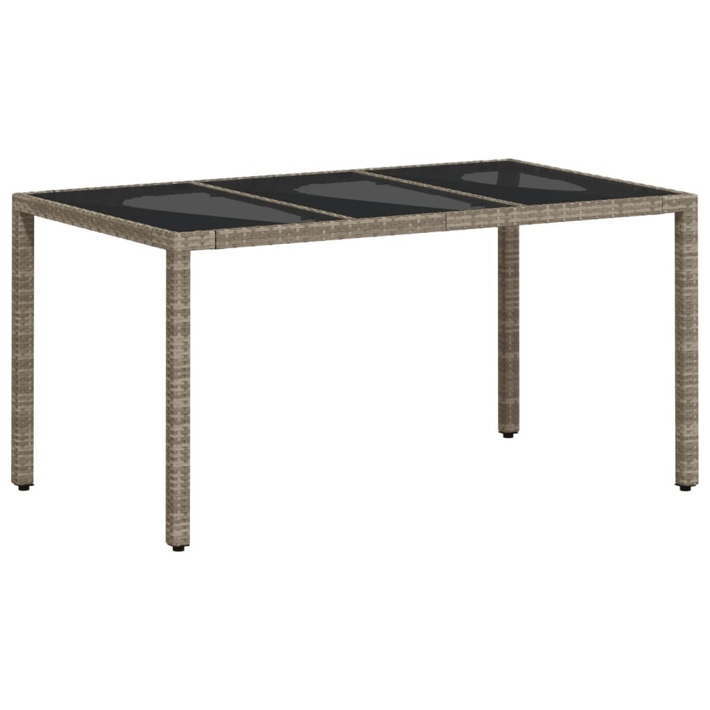 világosszürke polyrattan üveglapos kerti asztal 150x90x75 cm