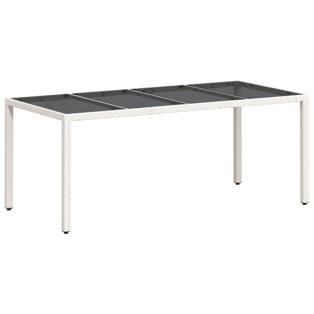 fehér polyrattan üveglapos kerti asztal 190 x 90 x 75 cm
