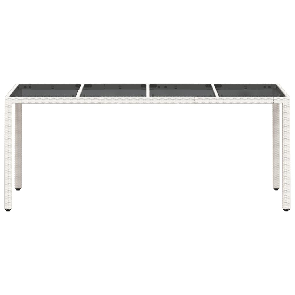 fehér polyrattan üveglapos kerti asztal 190 x 90 x 75 cm
