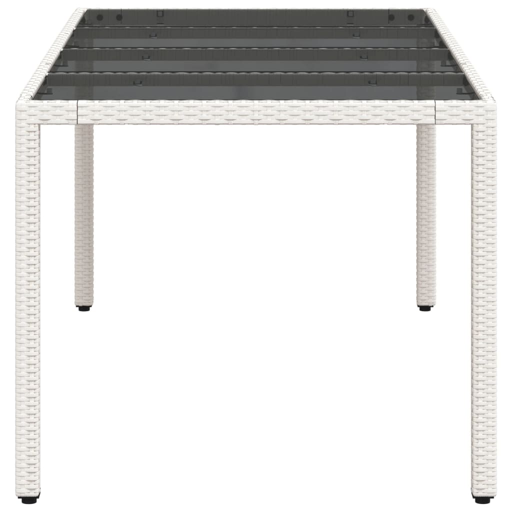 fehér polyrattan üveglapos kerti asztal 190 x 90 x 75 cm
