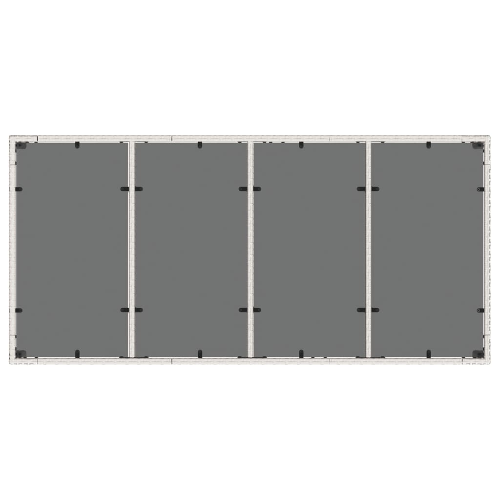 fehér polyrattan üveglapos kerti asztal 190 x 90 x 75 cm