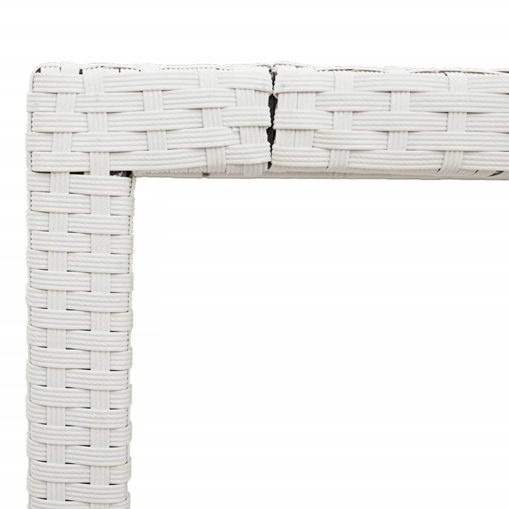 fehér polyrattan üveglapos kerti asztal 190 x 90 x 75 cm