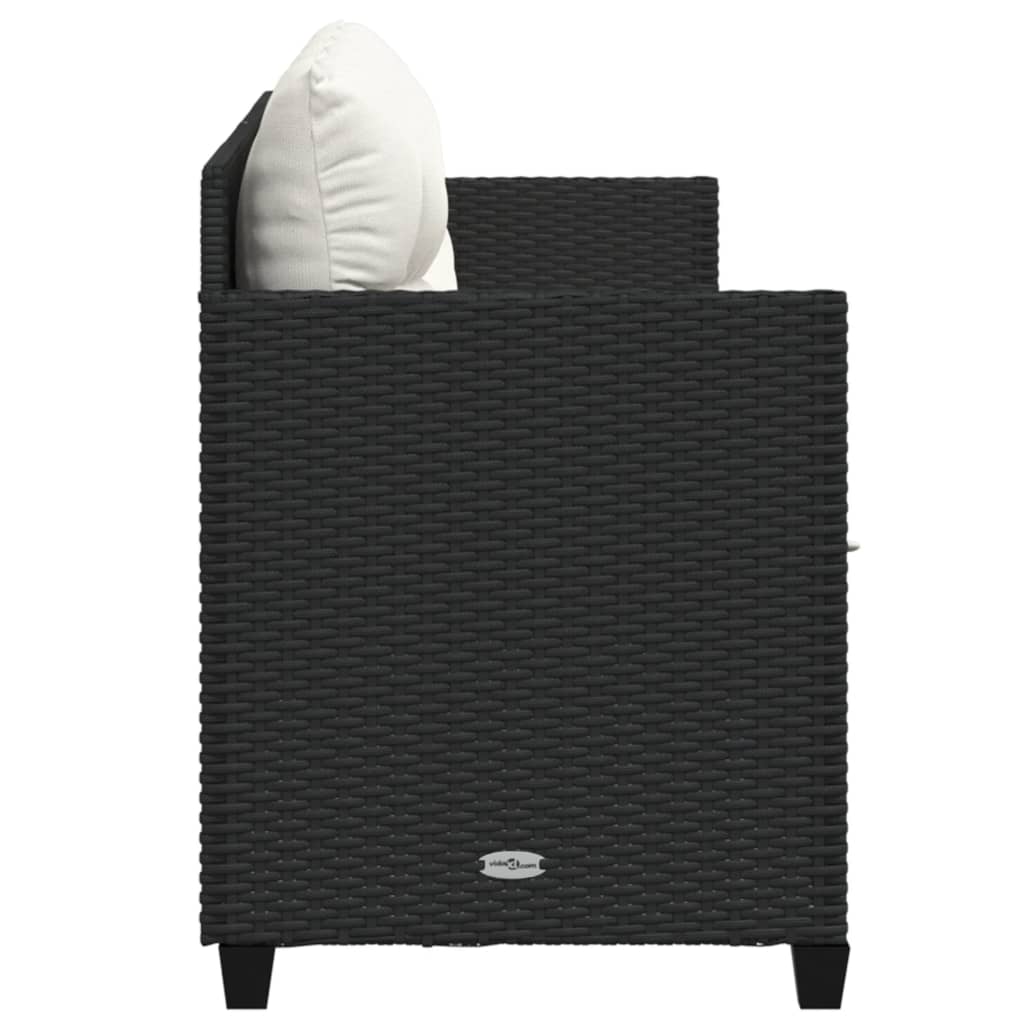 fekete polyrattan napozóágy párnával