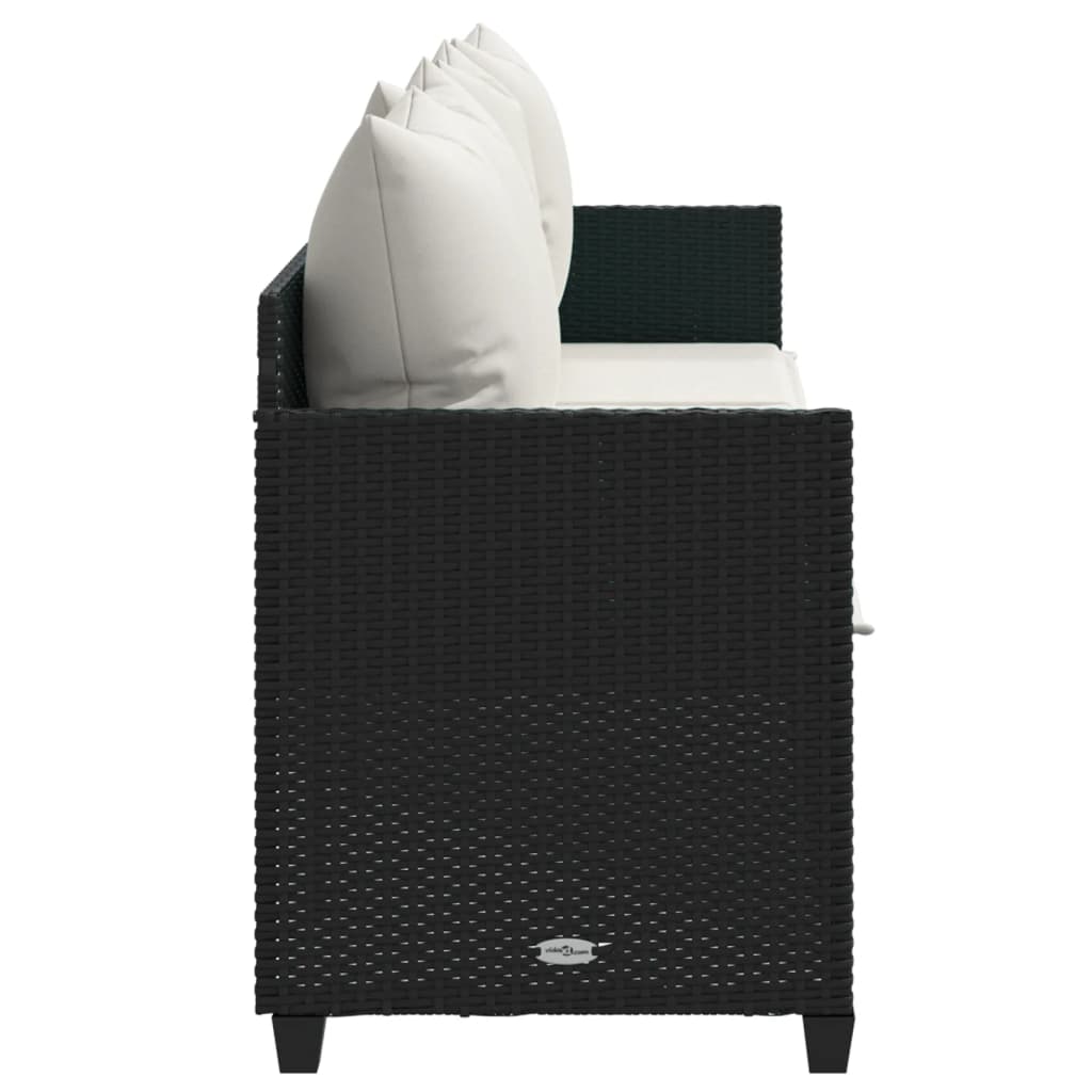 fekete polyrattan napozóágy párnával