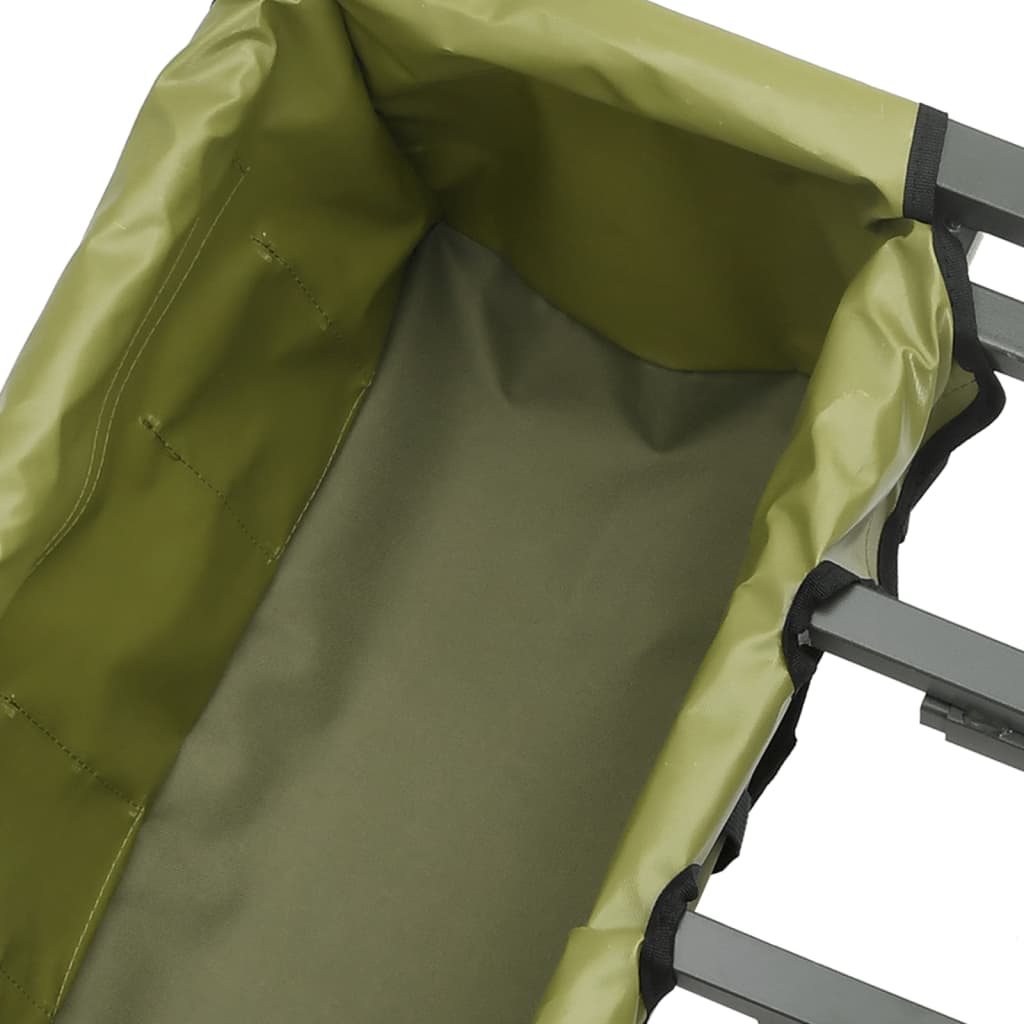 zöld porszórt acél horgászkocsi kerékkel