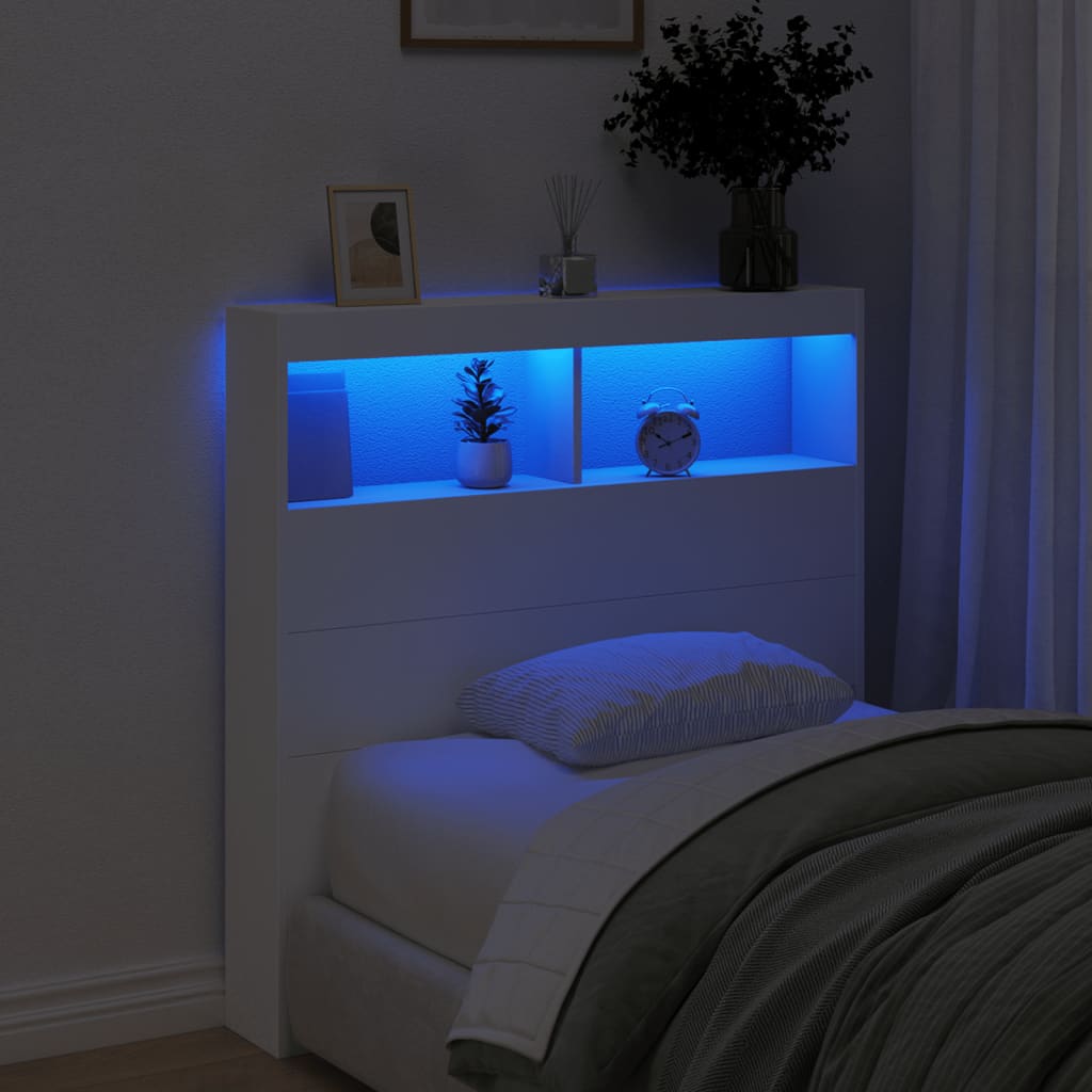 fehér áthidalószekrény LED-világítással 100 x 17 x 102 cm