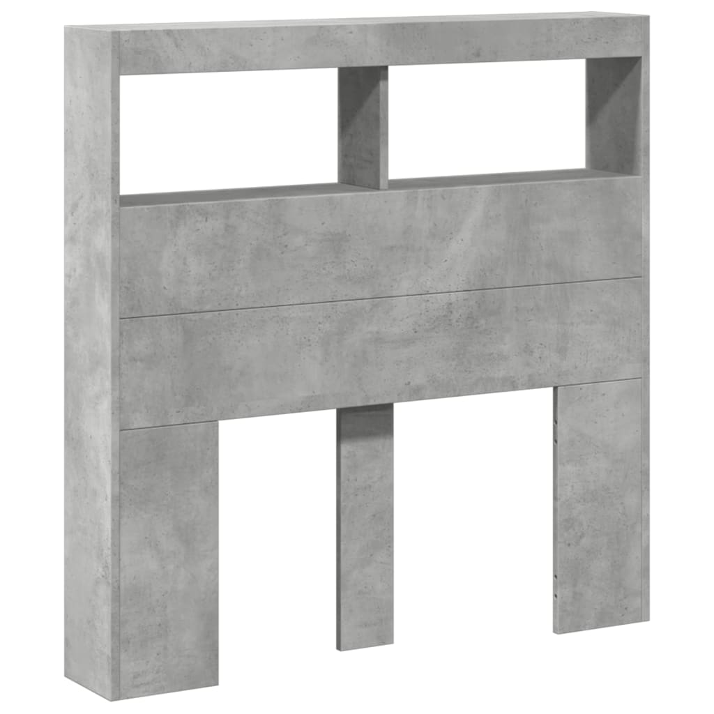 betonszürke áthidalószekrény LED-világítással 100 x 17 x 102 cm