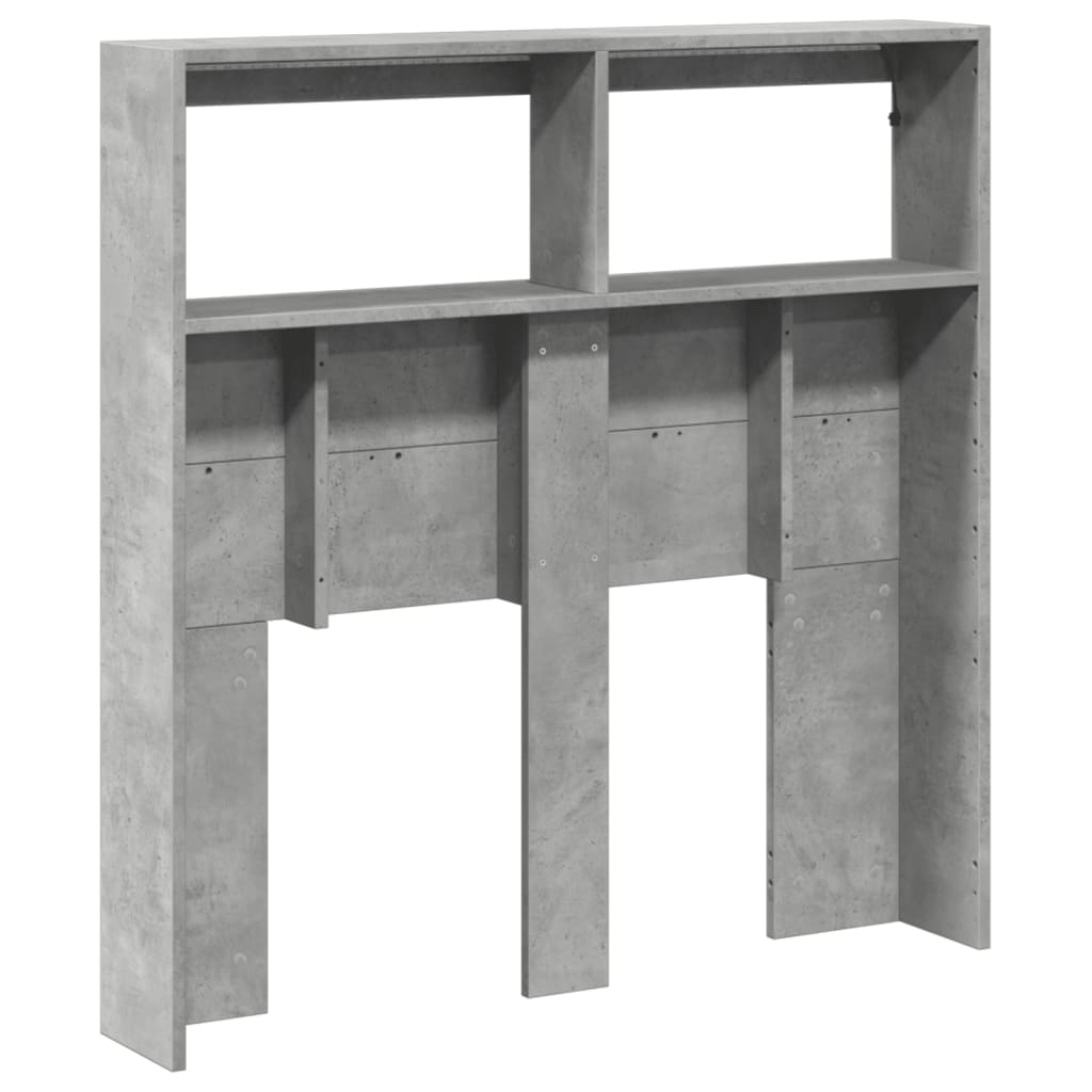 betonszürke áthidalószekrény LED-világítással 100 x 17 x 102 cm