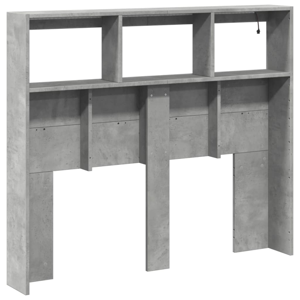 betonszürke áthidalószekrény LED-világítással 120x17x102 cm