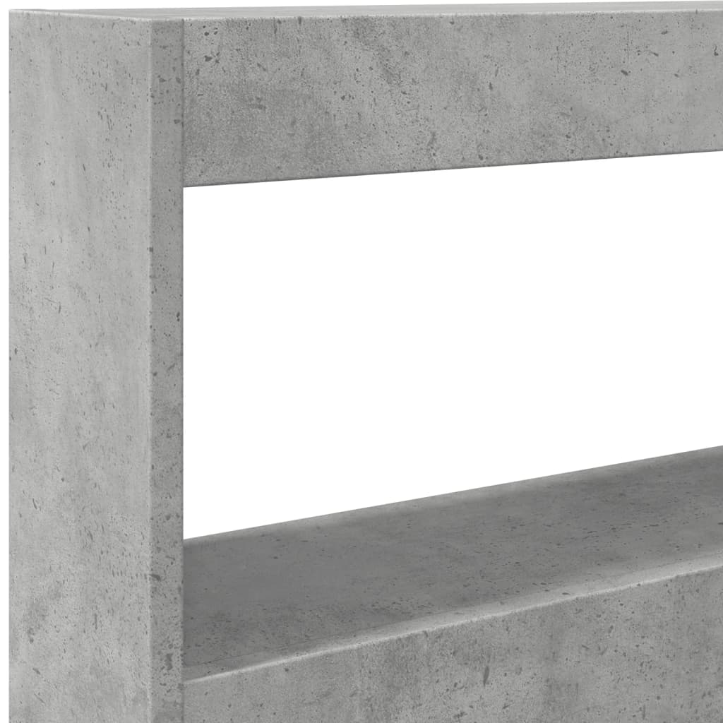 betonszürke áthidalószekrény LED-világítással 120x17x102 cm