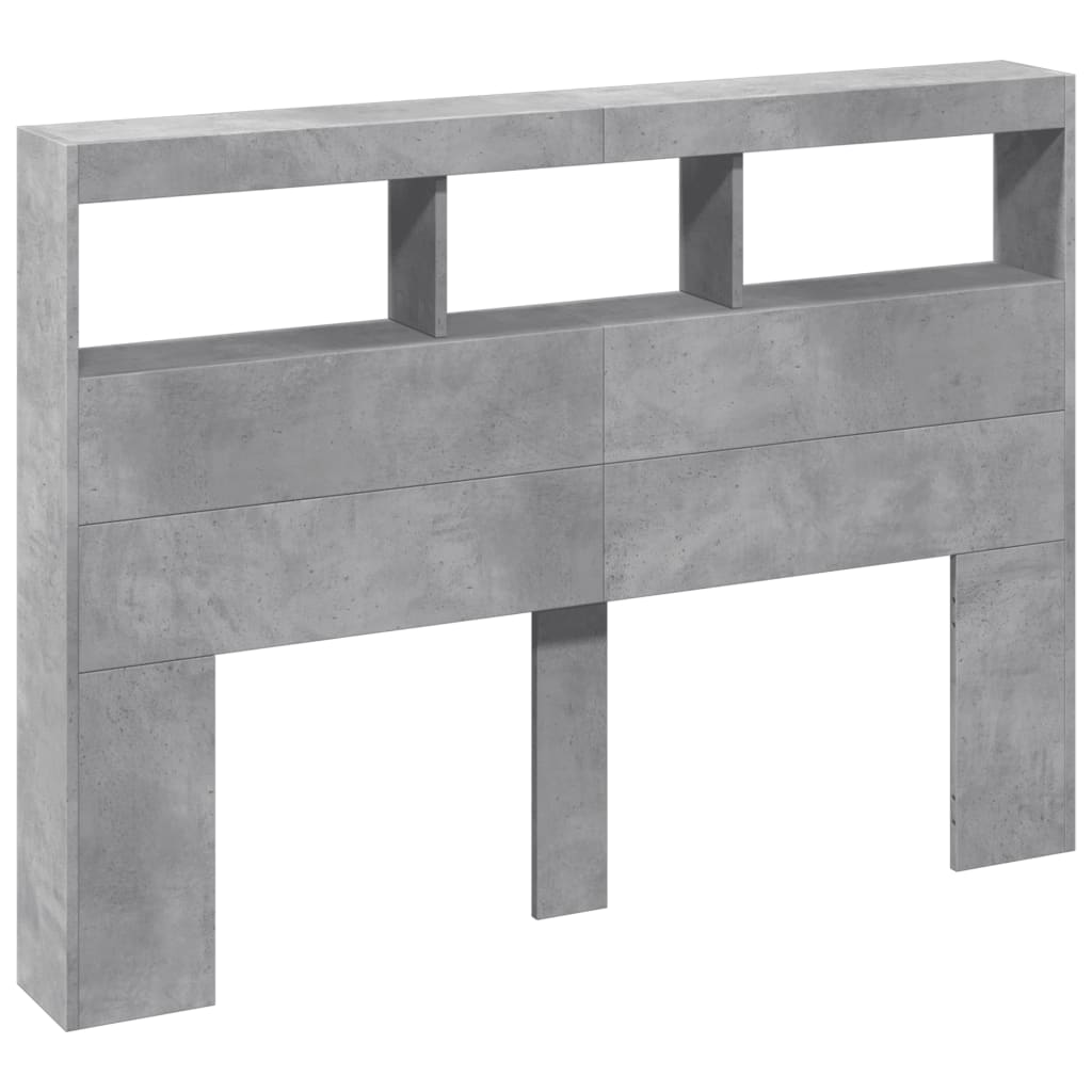betonszürke áthidalószekrény LED-világítással 140 x 17 x 102 cm