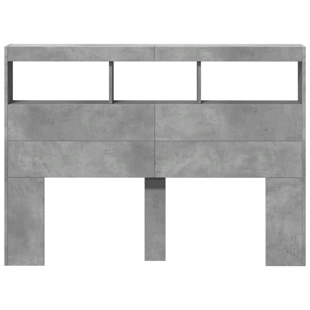 betonszürke áthidalószekrény LED-világítással 140 x 17 x 102 cm