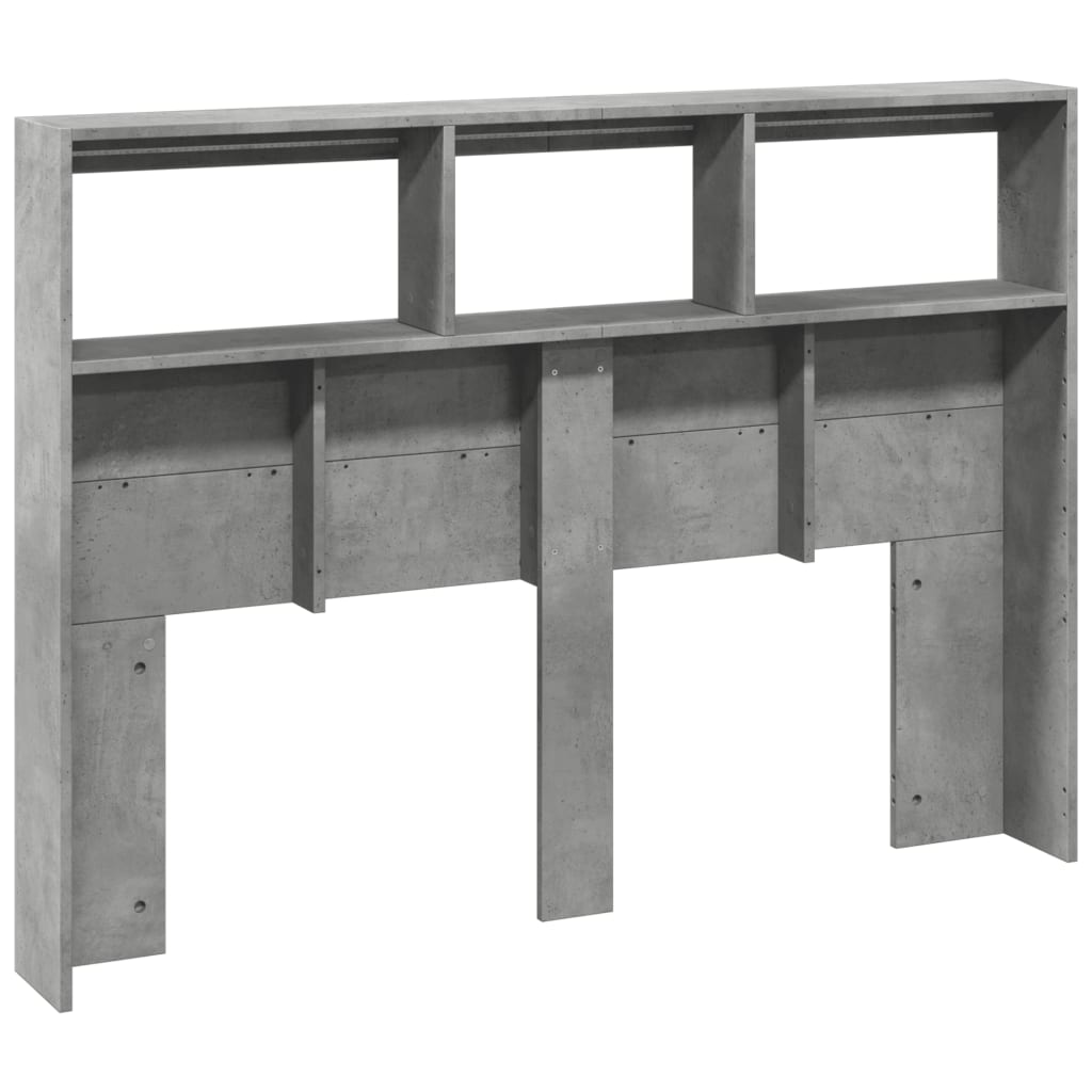 betonszürke áthidalószekrény LED-világítással 140 x 17 x 102 cm